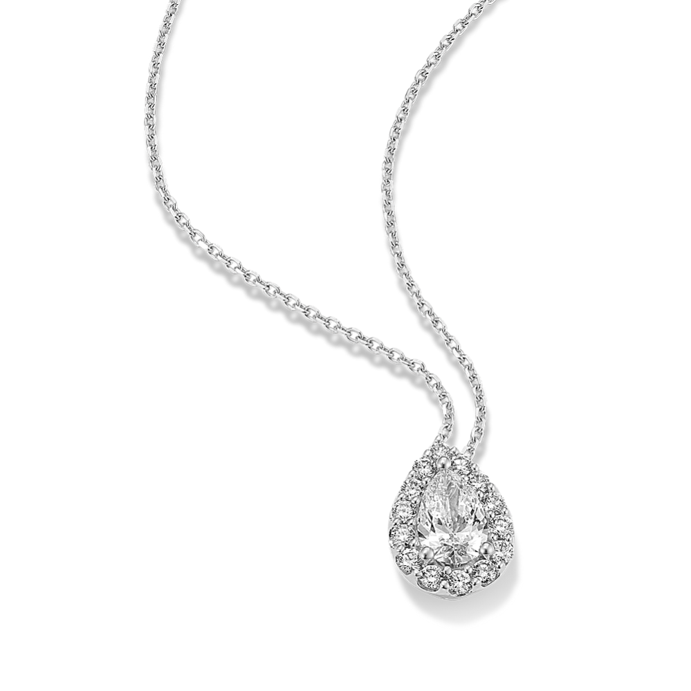 Pear 1 tcw Lab-Grown Diamond Halo Pendant