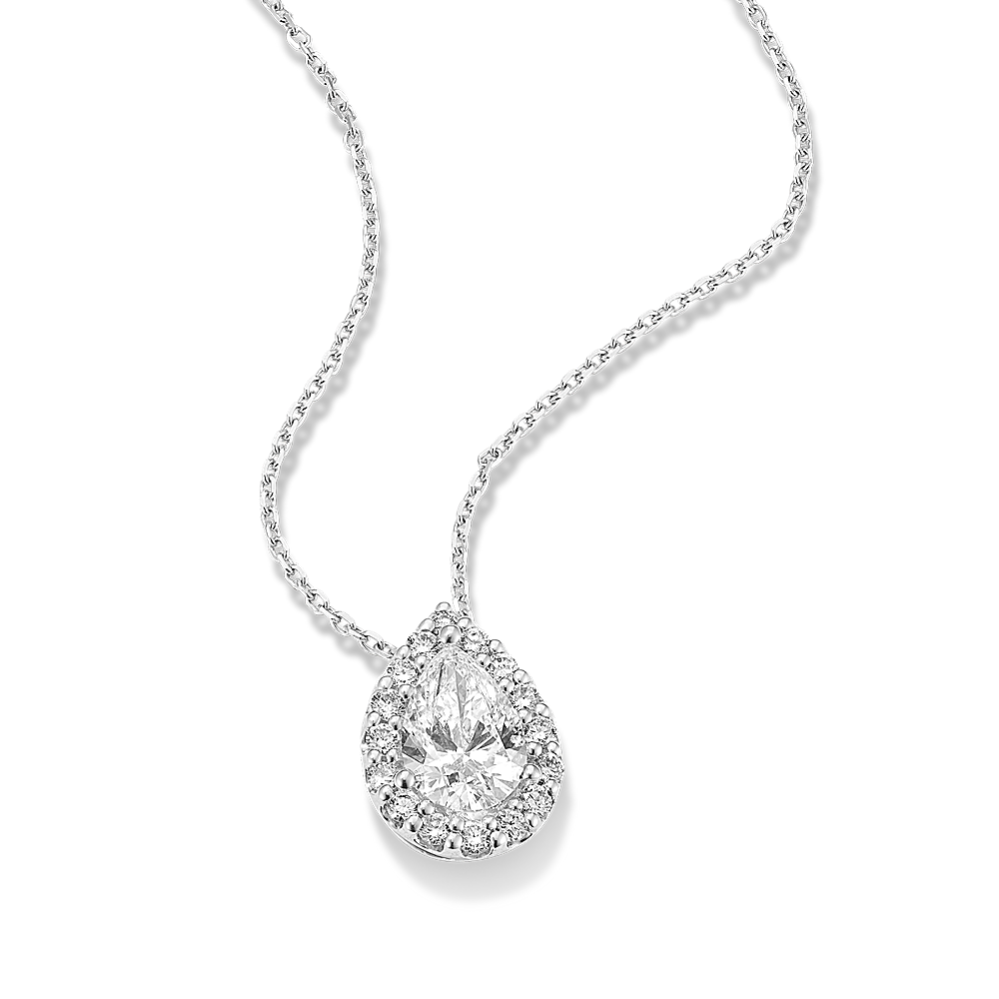 Pear 1 1/2 tcw Lab-Grown Diamond Halo Pendant