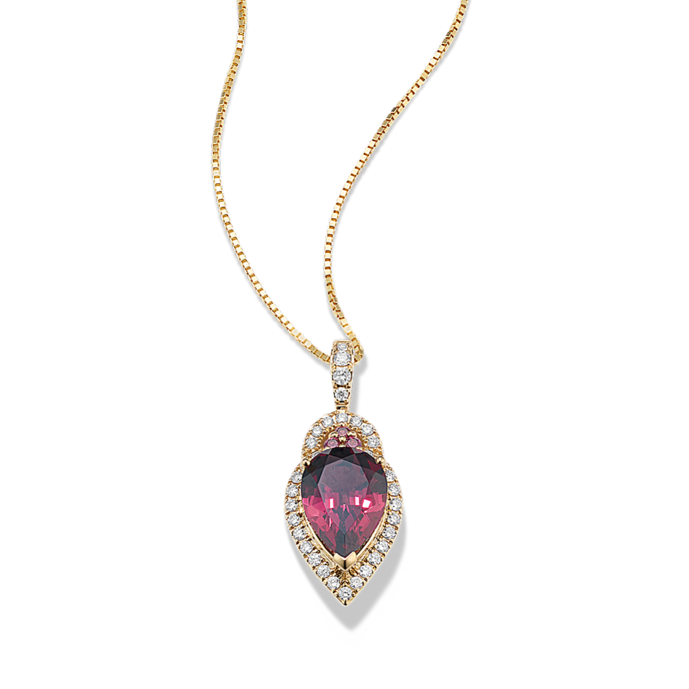 Rhodolite & Diamond Pendant