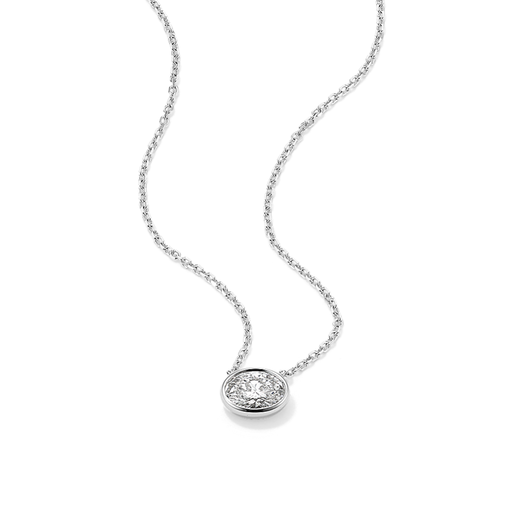 Oval 1/2 ctw Lab-Grown Diamond Bezel Pendant