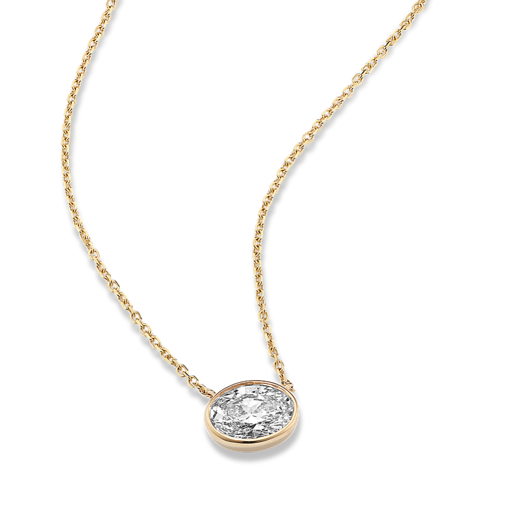 Oval 1 ctw Lab-Grown Diamond Bezel Pendant