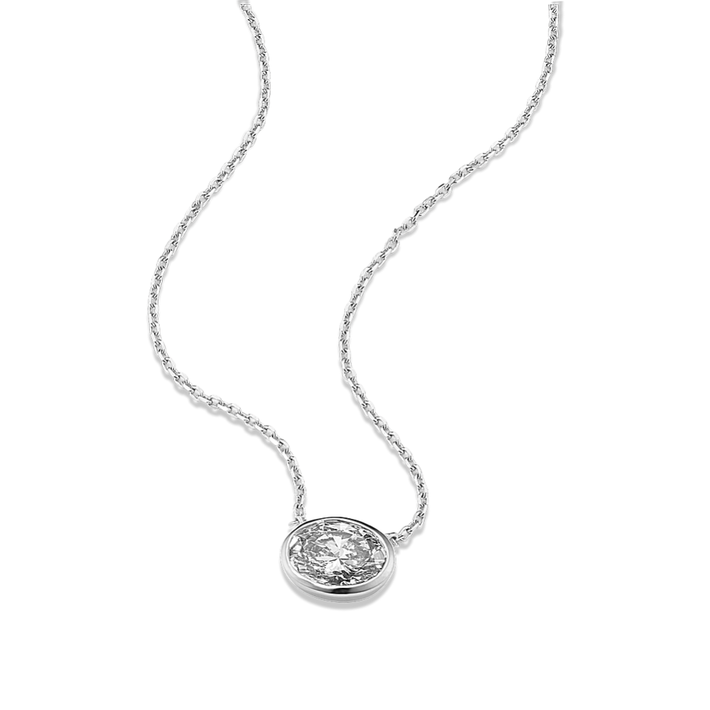 Oval 1 ctw Lab-Grown Diamond Bezel Pendant