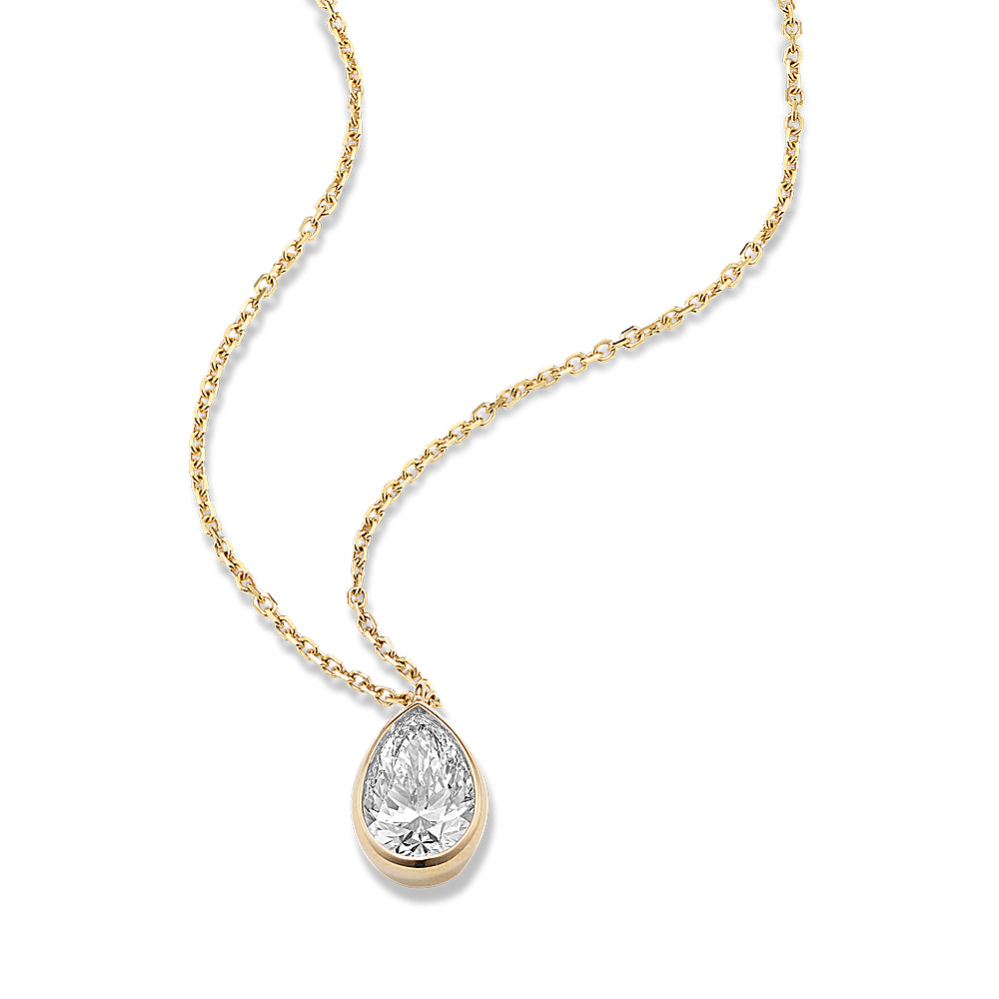 Pear 1 ctw Lab-Grown Diamond Bezel Pendant