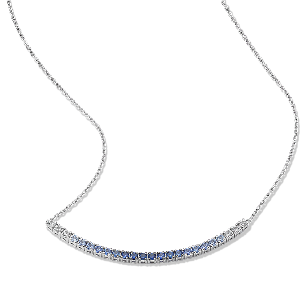 Ombre Blue Sapphire Bar Necklace