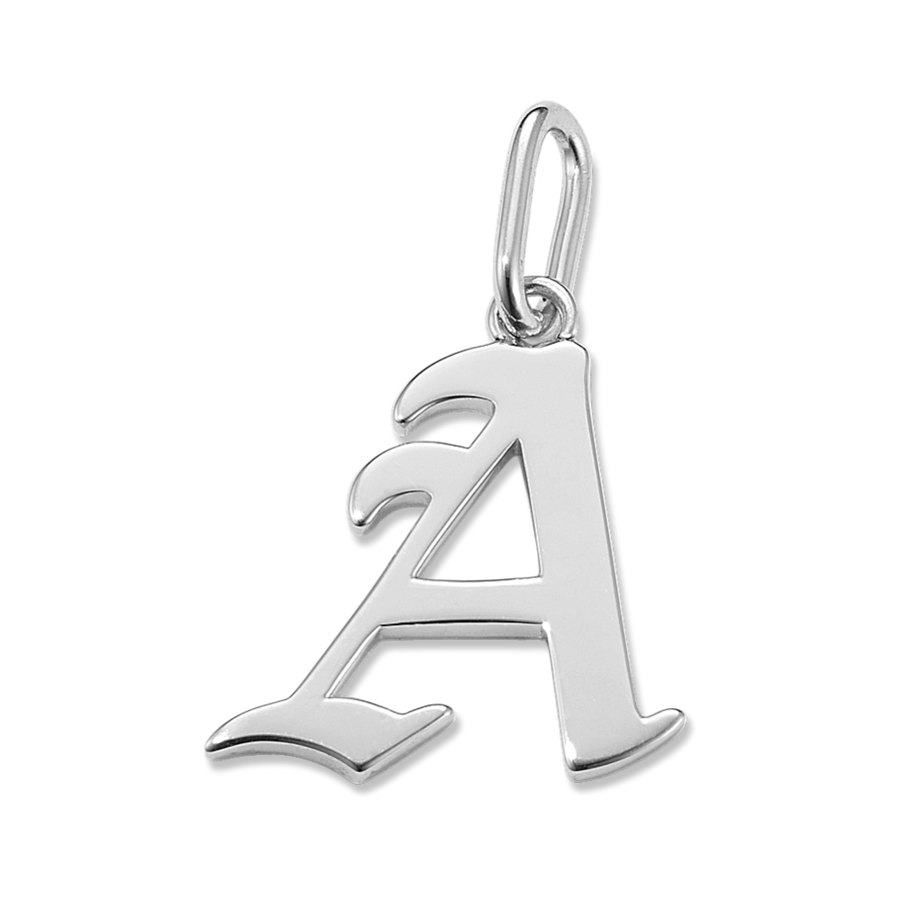Gothic Letter A Charm in Sterling Silver