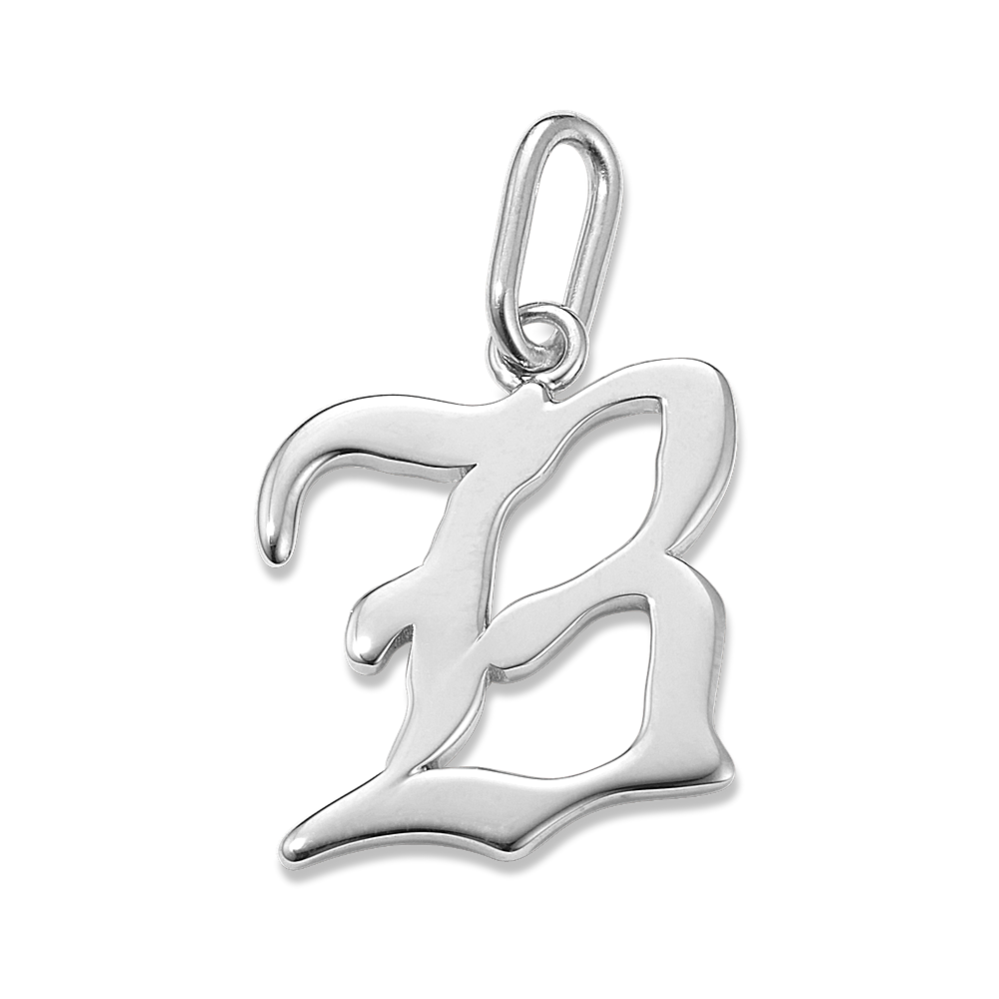 Gothic Letter B Charm in Sterling Silver
