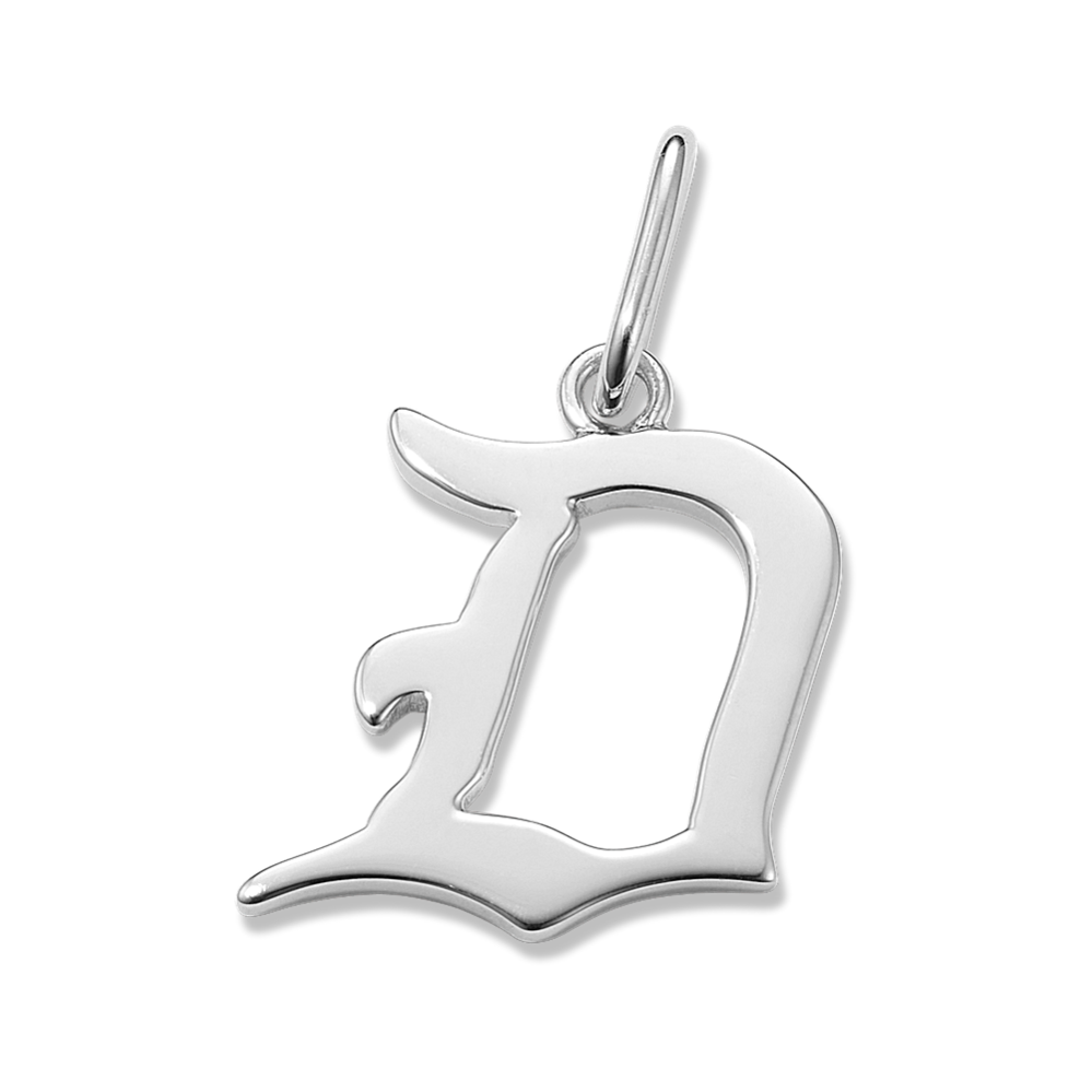 Gothic Letter D Charm in Sterling Silver