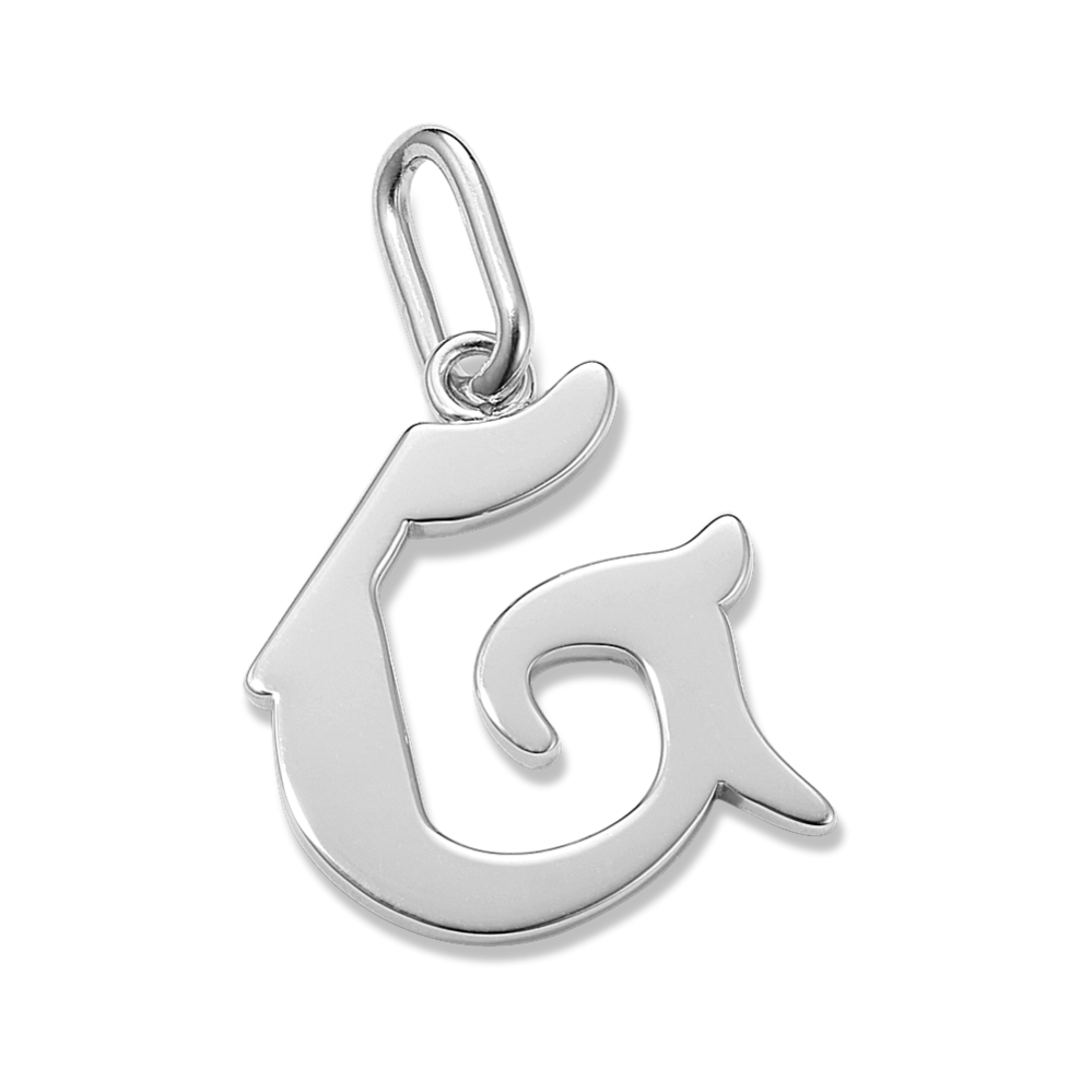 Gothic Letter G Charm in Sterling Silver