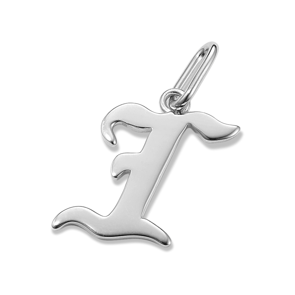 Gothic Letter I Charm in Sterling Silver