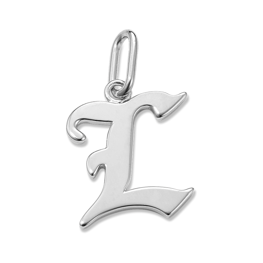 Gothic Letter L Charm in Sterling Silver