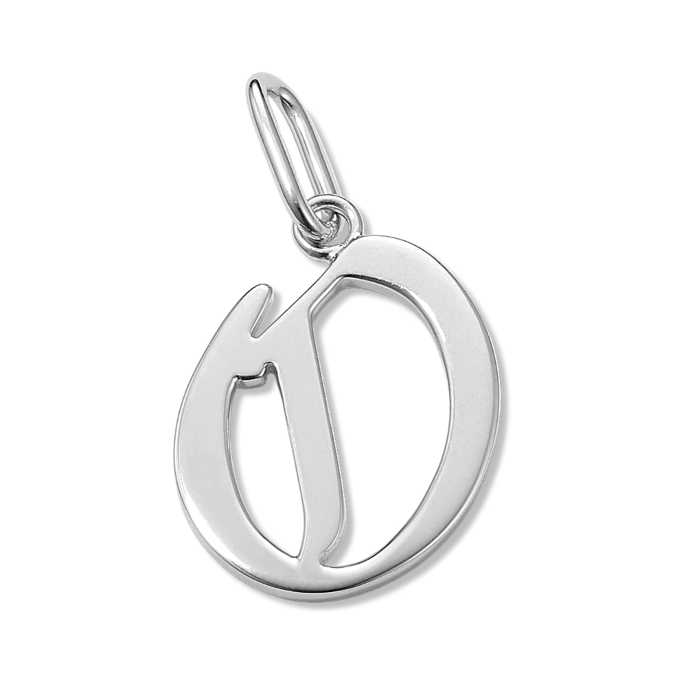 Gothic Letter O Charm in Sterling Silver