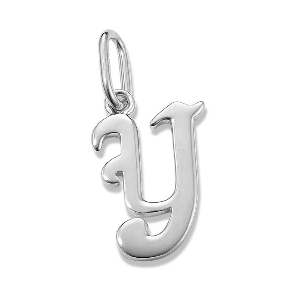 Gothic Letter Y Charm in Sterling Silver