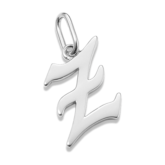 Gothic Letter Z Charm in Sterling Silver