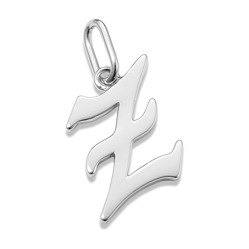 Gothic Letter Z Charm in Sterling Silver