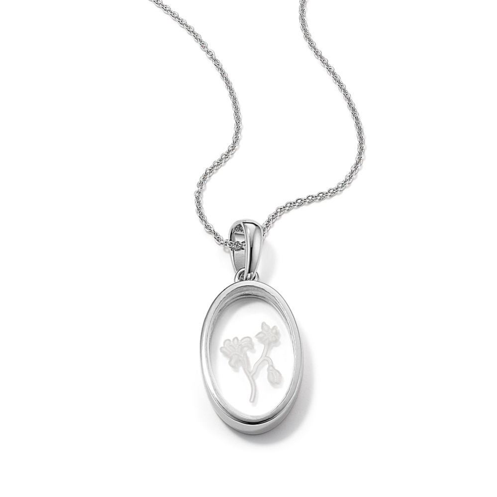 February Birth Flower Quartz Pendant