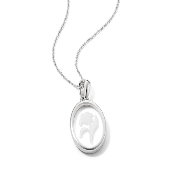 March Birth Flower Quartz Pendant