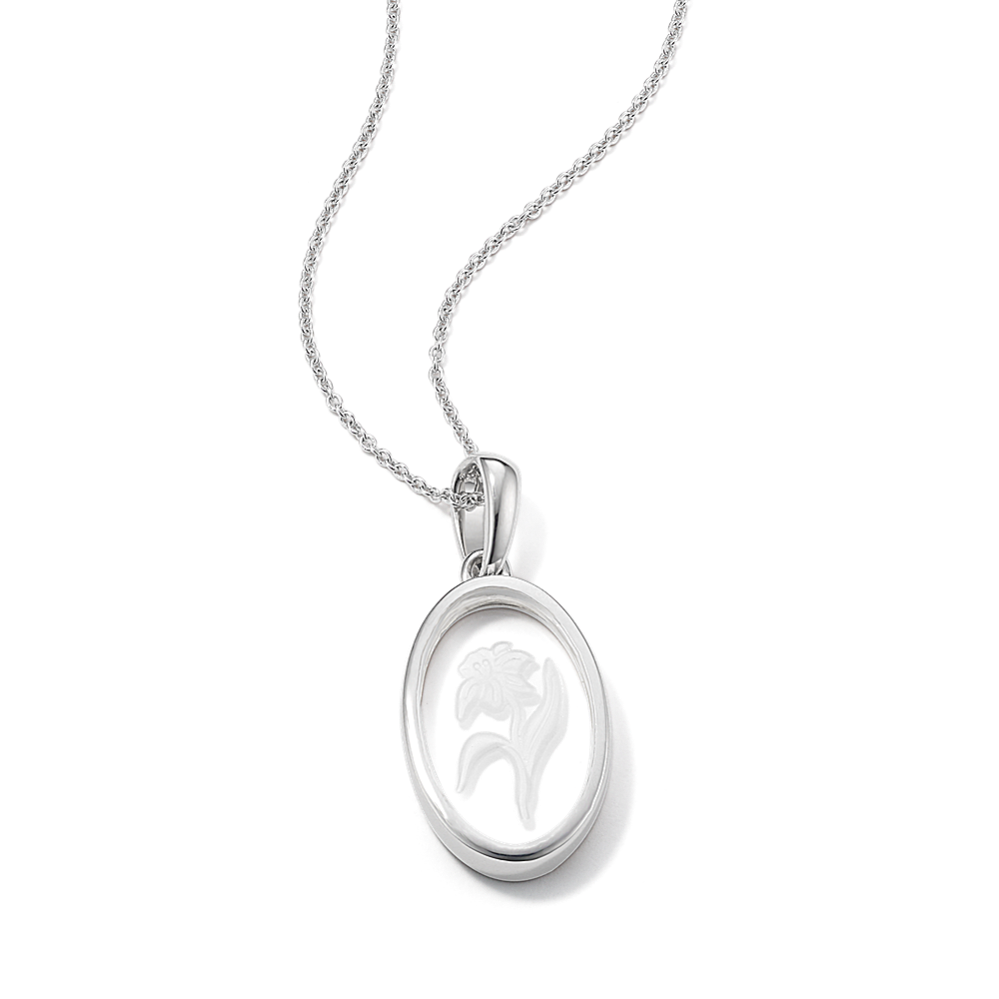 March Birth Flower Quartz Pendant