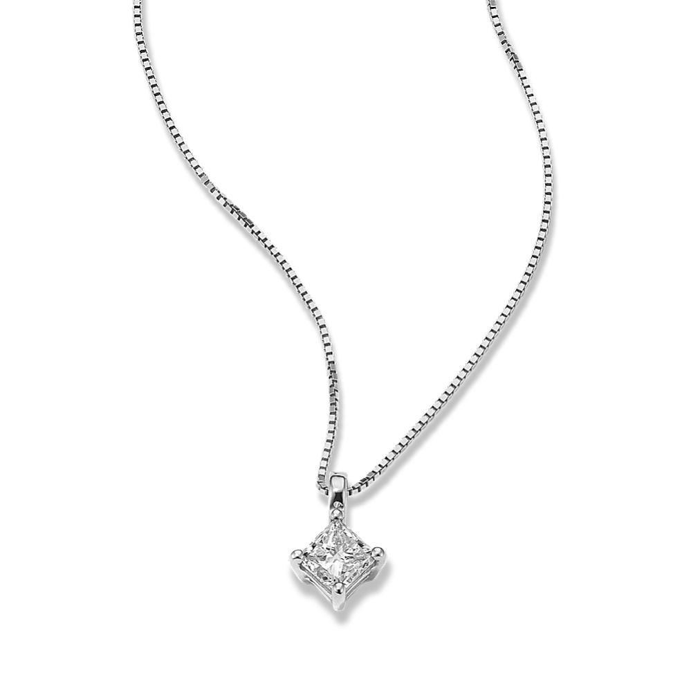 1/2 ctw Princess Cut Diamond Solitaire Pendant