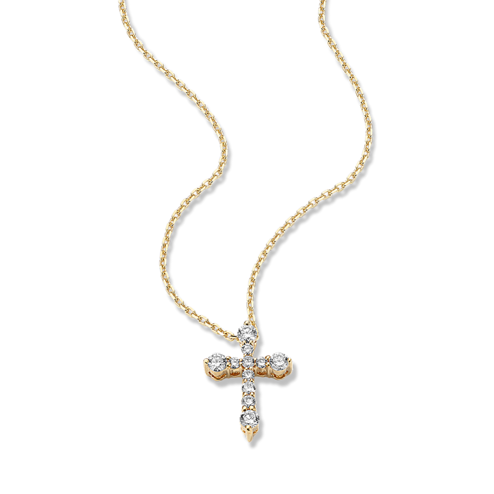 Tapered 1/4 tcw Lab-Grown Diamond Cross Pendant