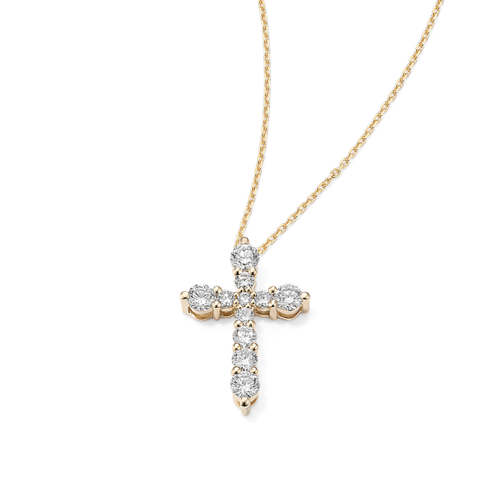 Tapered 1 tcw Lab-Grown Diamond Cross Pendant