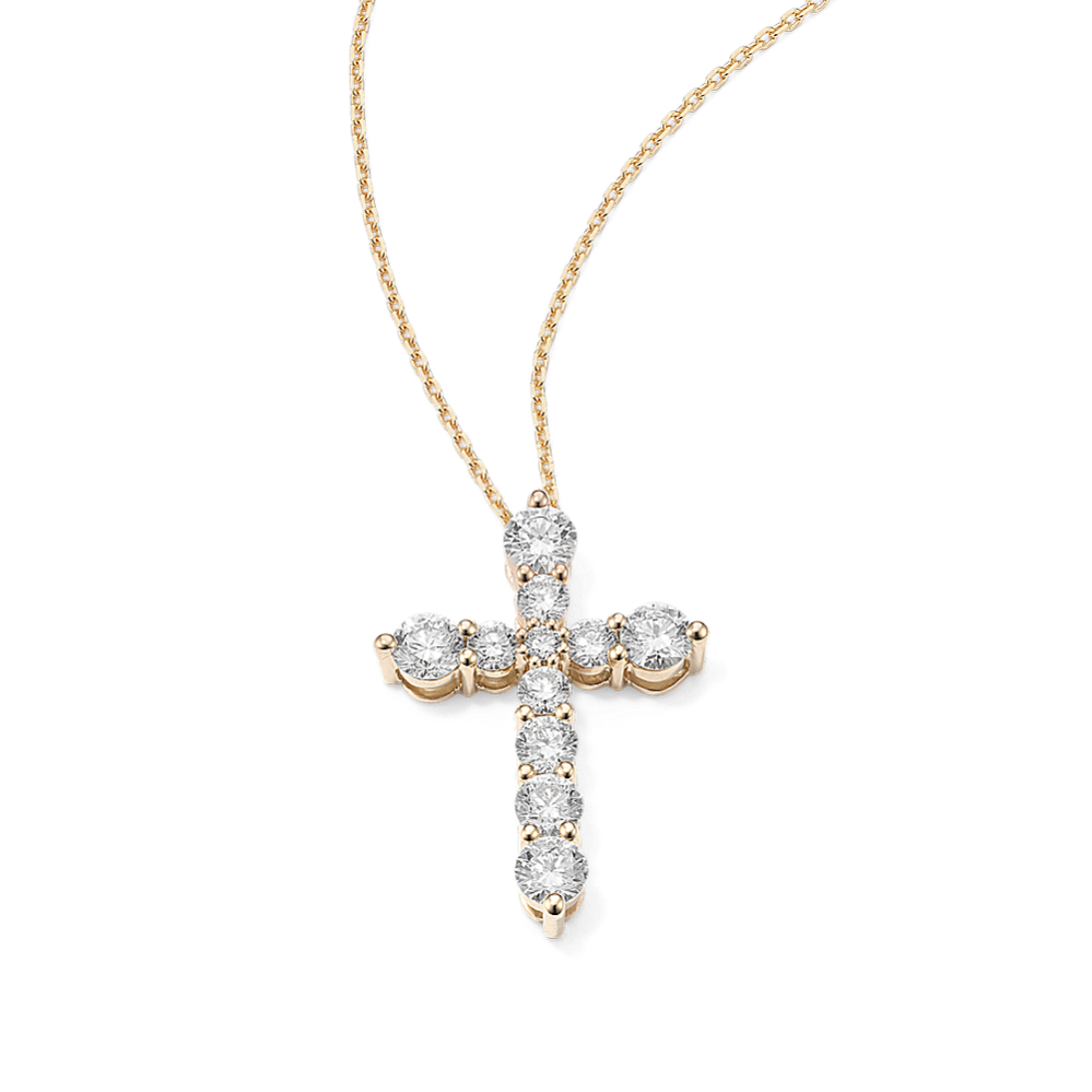 Tapered 1 1/2 tcw Lab-Grown Diamond Cross Pendant