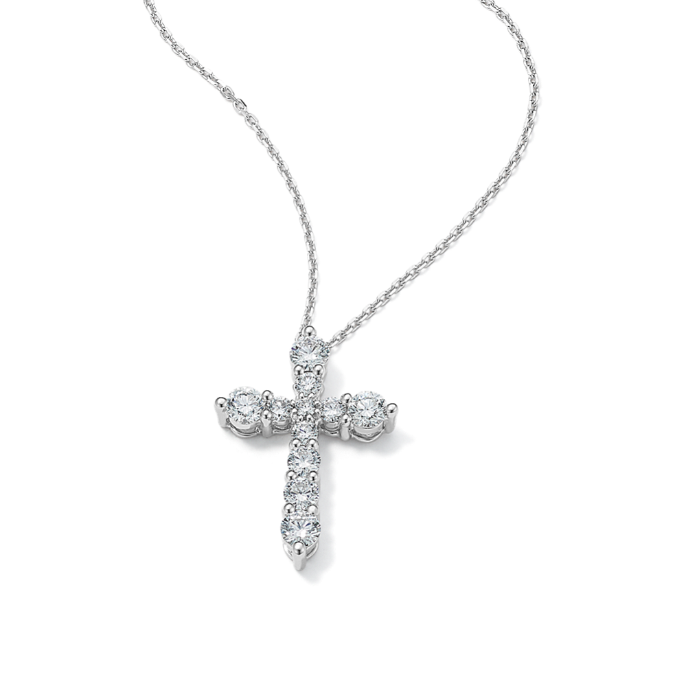 Tapered 1 tcw Lab-Grown Diamond Cross Pendant