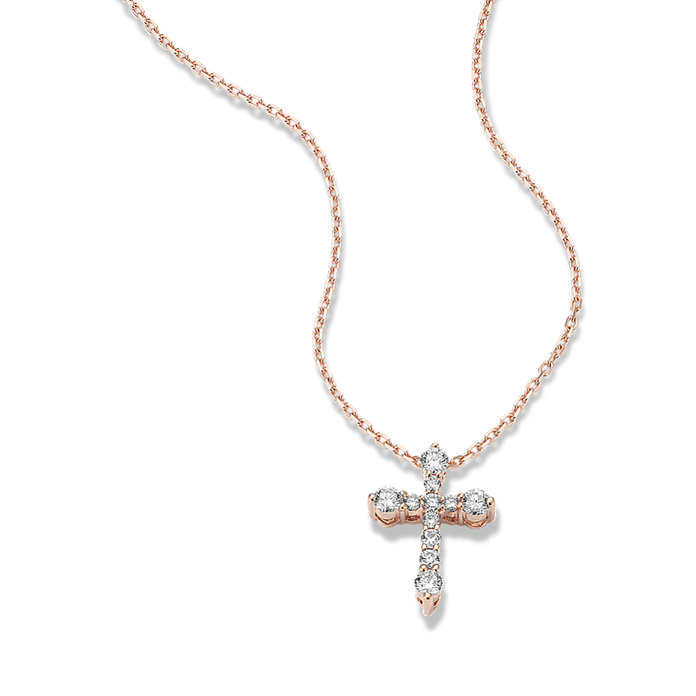 Tapered 1/4 tcw Lab-Grown Diamond Cross Pendant