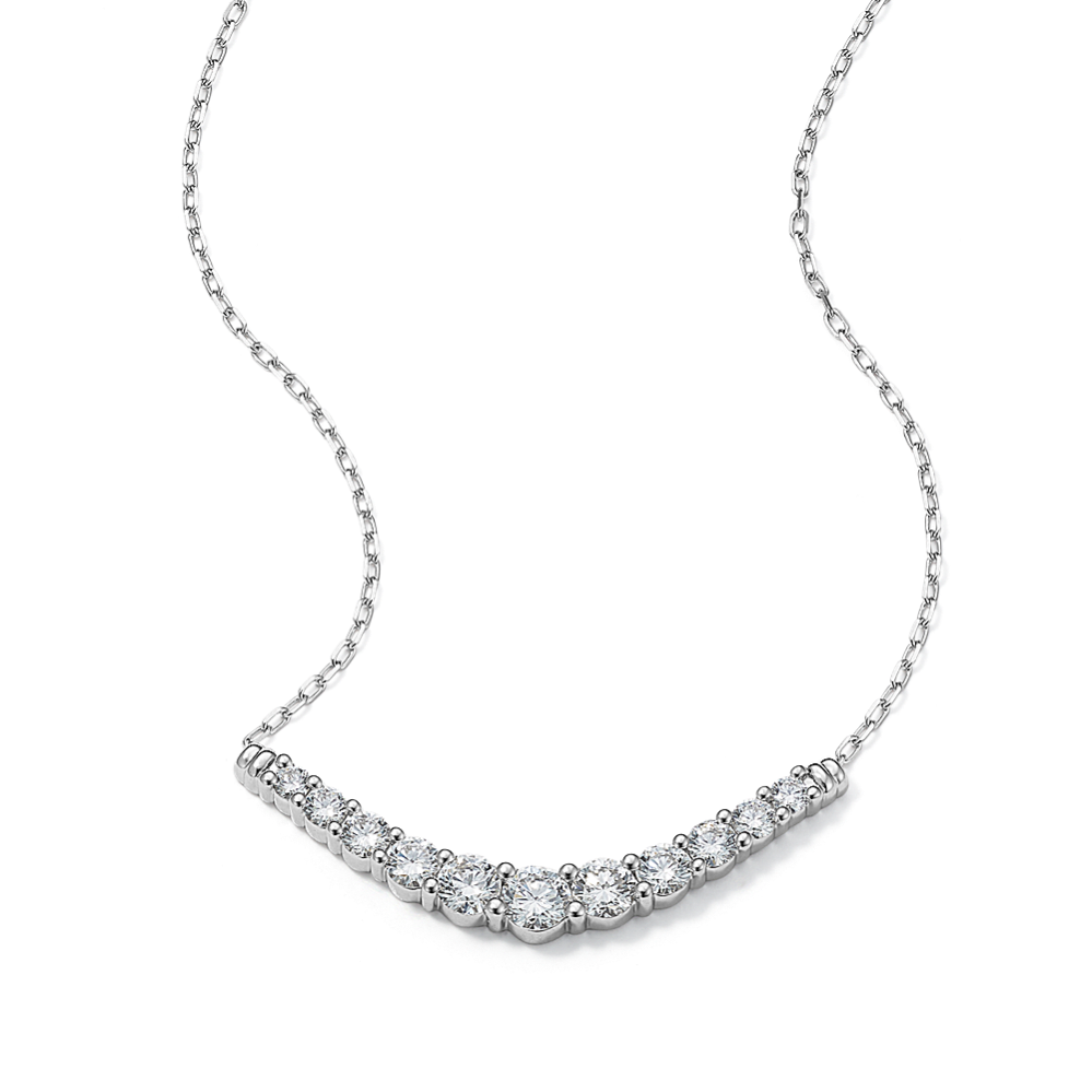 Curved 1 tcw Lab-Grown Diamond Bar Necklace