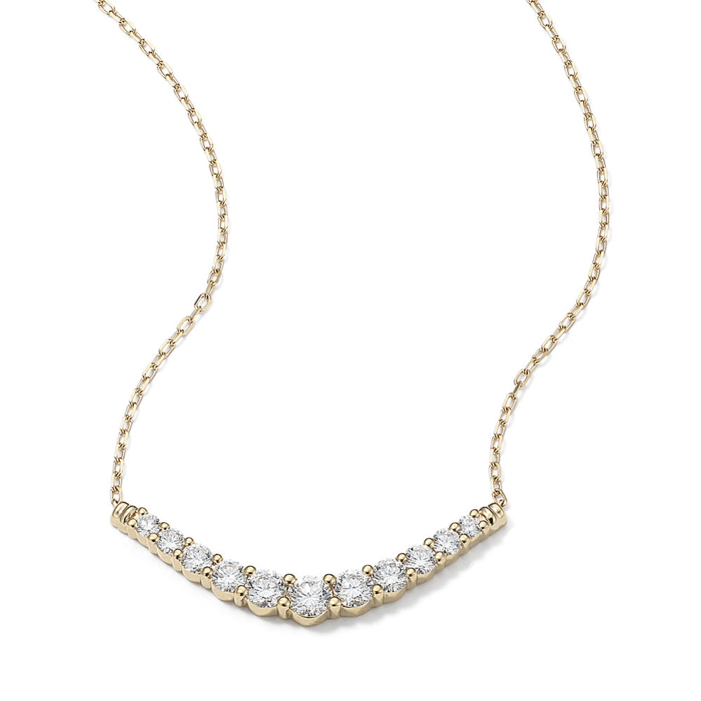 Curved 1 tcw Lab-Grown Diamond Bar Necklace