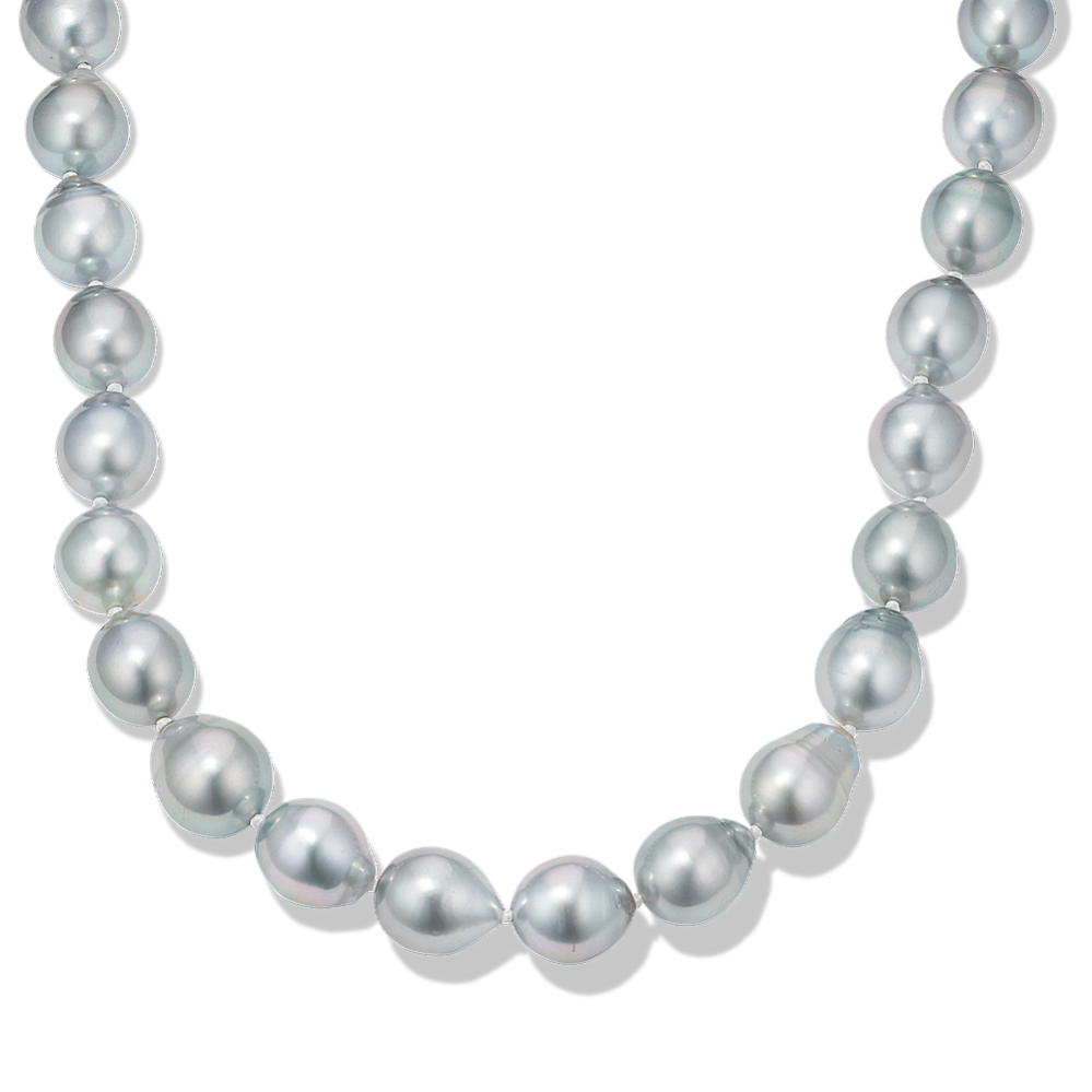 8mm Baroque Silver Cultured Tahitian Pearl Strand