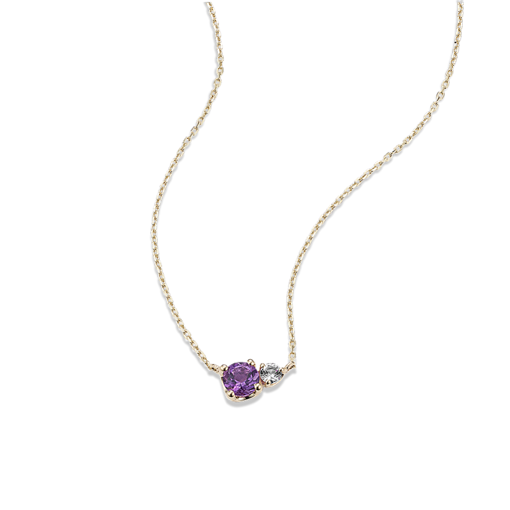Toi et Moi Amethyst & White Sapphire Necklace