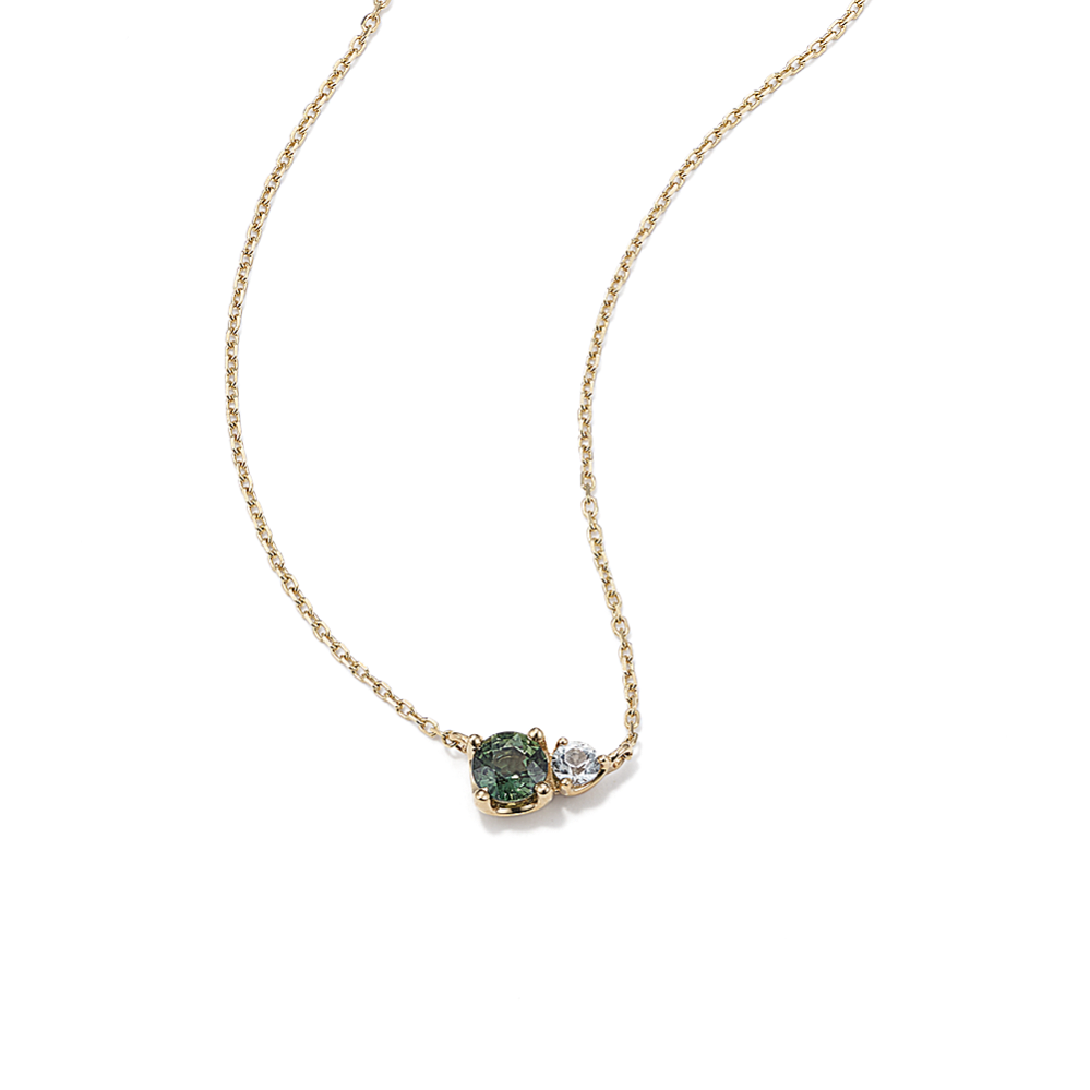 Toi et Moi Green & White Sapphire Necklace