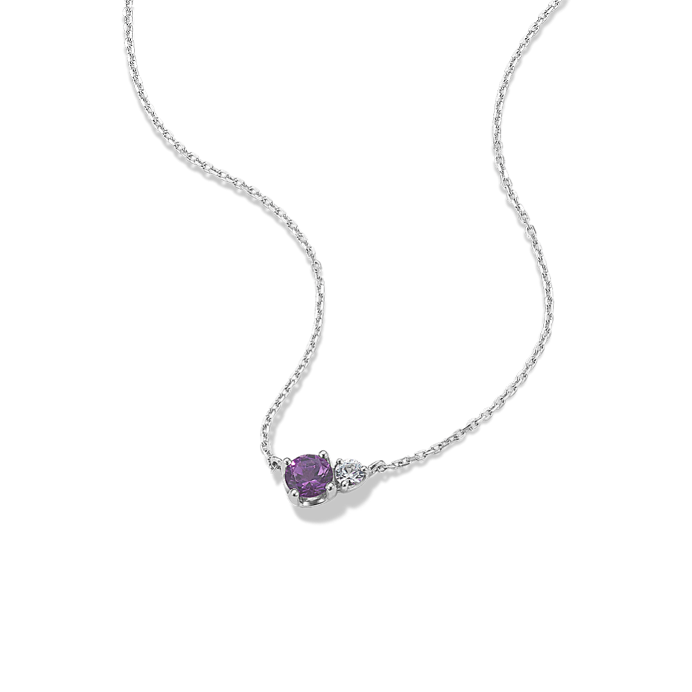 Toi et Moi Amethyst & White Sapphire Necklace