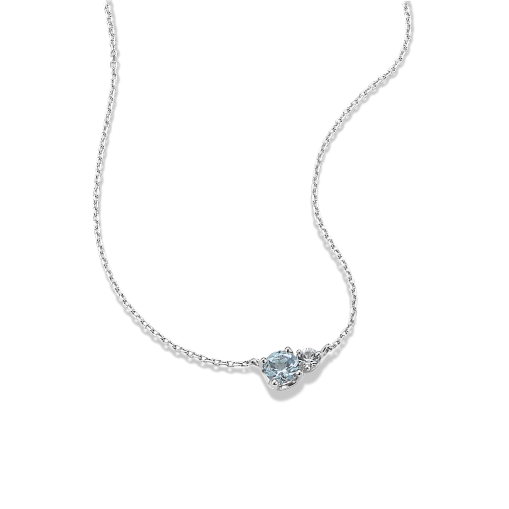Toi et Moi Aquamarine & White Sapphire Necklace