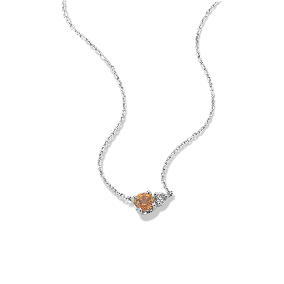 Toi et Moi Citrine & White Sapphire Necklace