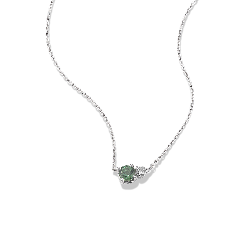Toi et Moi Green & White Sapphire Necklace