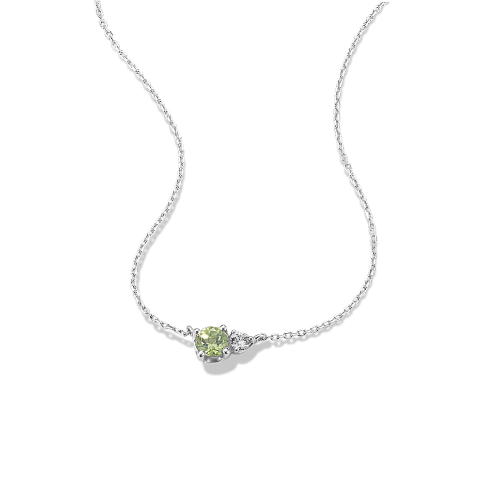 Toi et Moi Peridot & White Sapphire Necklace