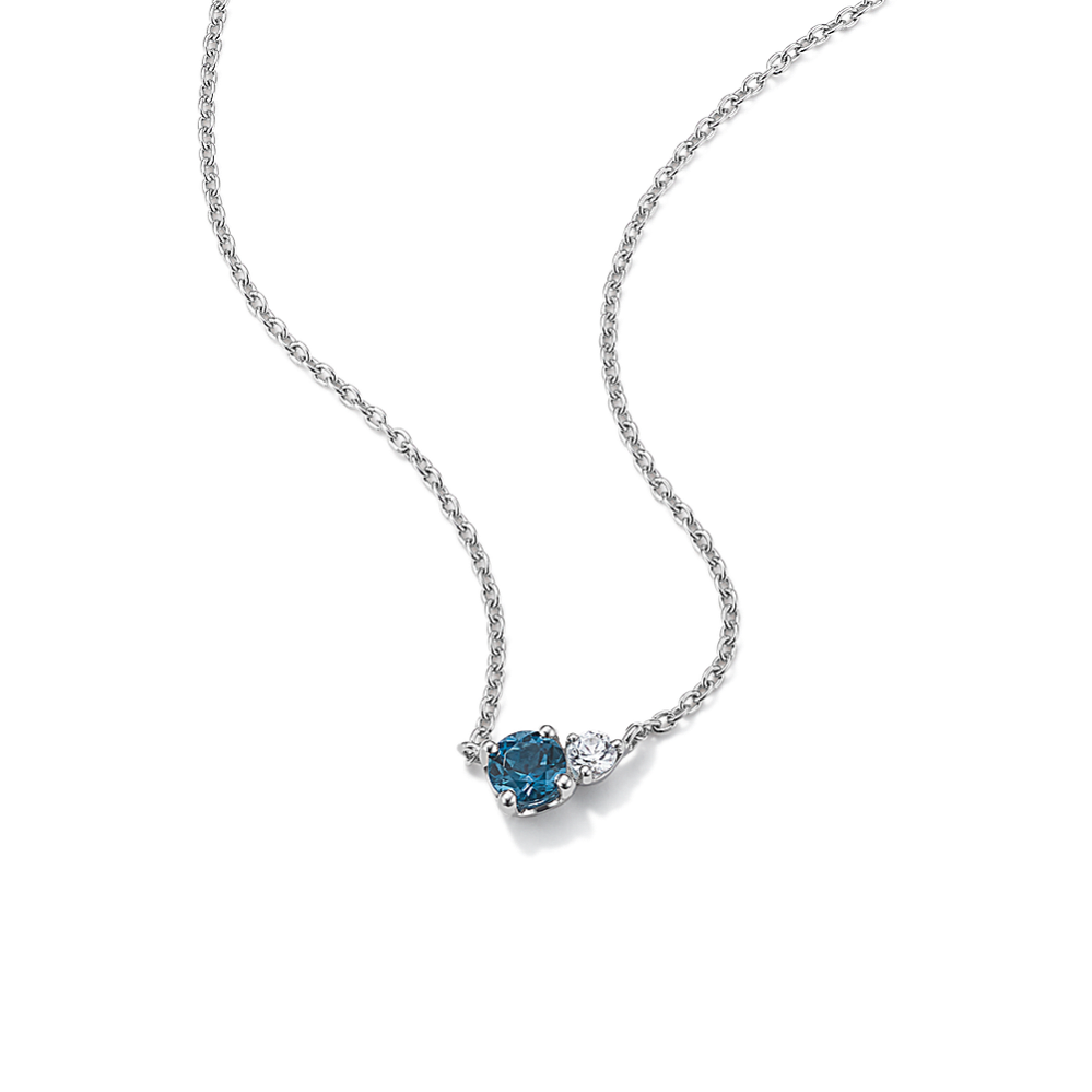 Toi et Moi Blue Topaz & White Sapphire Necklace