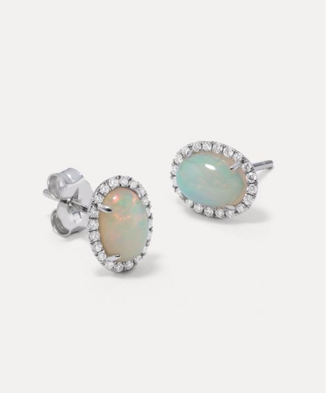 Portia Opal & Diamond Halo Studs