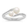 Mobile Image of Freshwater Pearl and Diamond Silver Ring