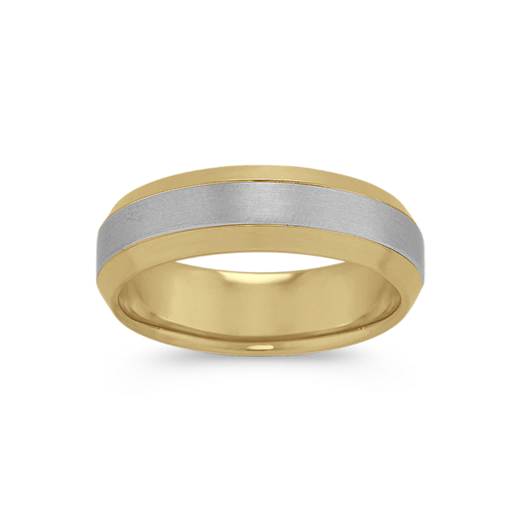 6.5mm Mens Classic Wedding Band in Platinum and 14K Yellow Gold