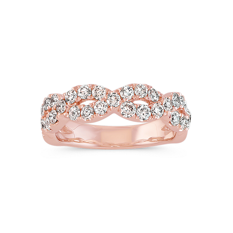 Alouette Round Natural Diamond Infinity Wedding Band in 14k Rose Gold