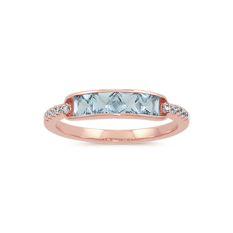 Rue Natural Aquamarine and Natural Diamond Ring in 14K Rose Gold