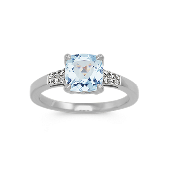 Aquamarine & Diamond Twist Ring | Shane Co.