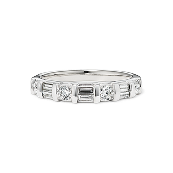 Atlas Round and Double Stacked Baguette Natural Diamond Wedding Band