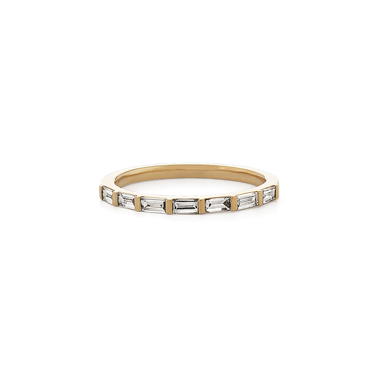 Baguette wedding online band yellow gold