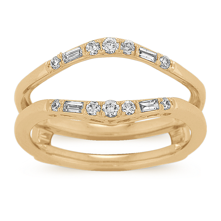 Baguette and Round Natural Diamond Engagement Ring Guard