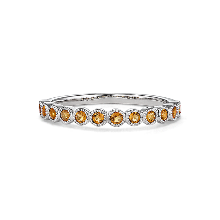 Leah Bezel-Set Natural Citrine Ring in 14k White Gold