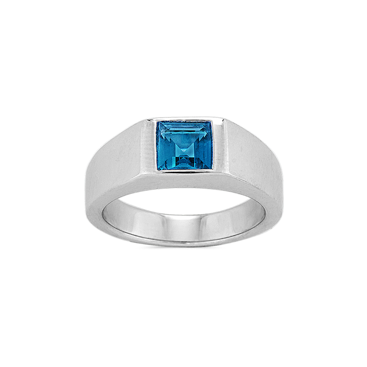 Bezel-Set Natural London Blue Topaz Ring in Sterling Silver