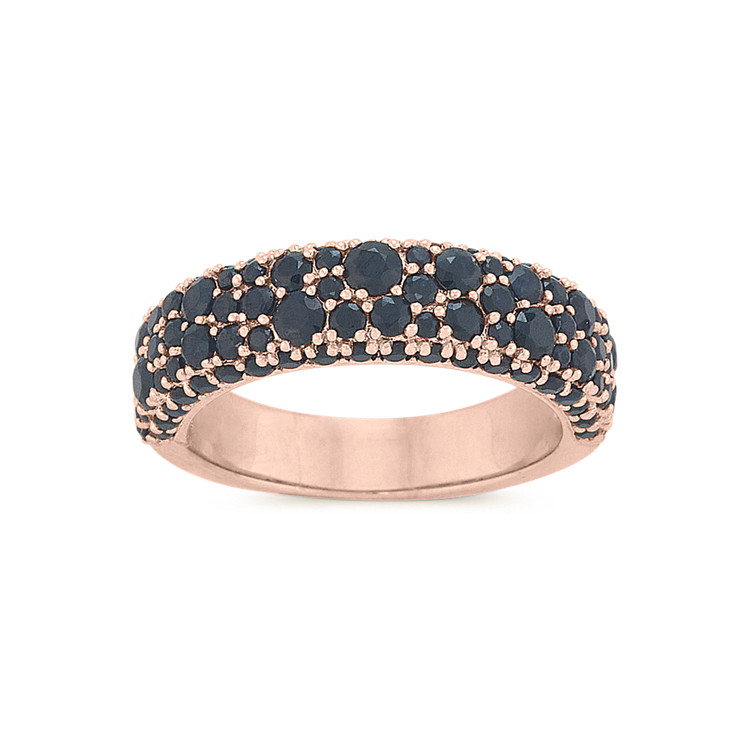 Montserrat Black Natural Sapphire Cluster Ring in 14K Rose Gold